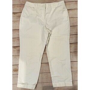 Chico’s So Slimming White Cropped Pants Size 1 medium Cotton Stretch Flat Front